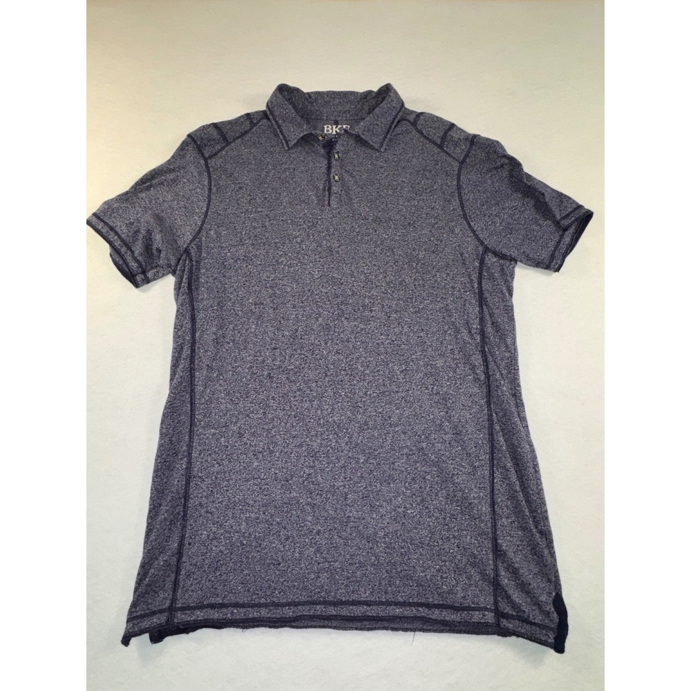 BKE Mens Heathered Blue Short Sleeve Polo Shirt Contrast Stitching Large L‎